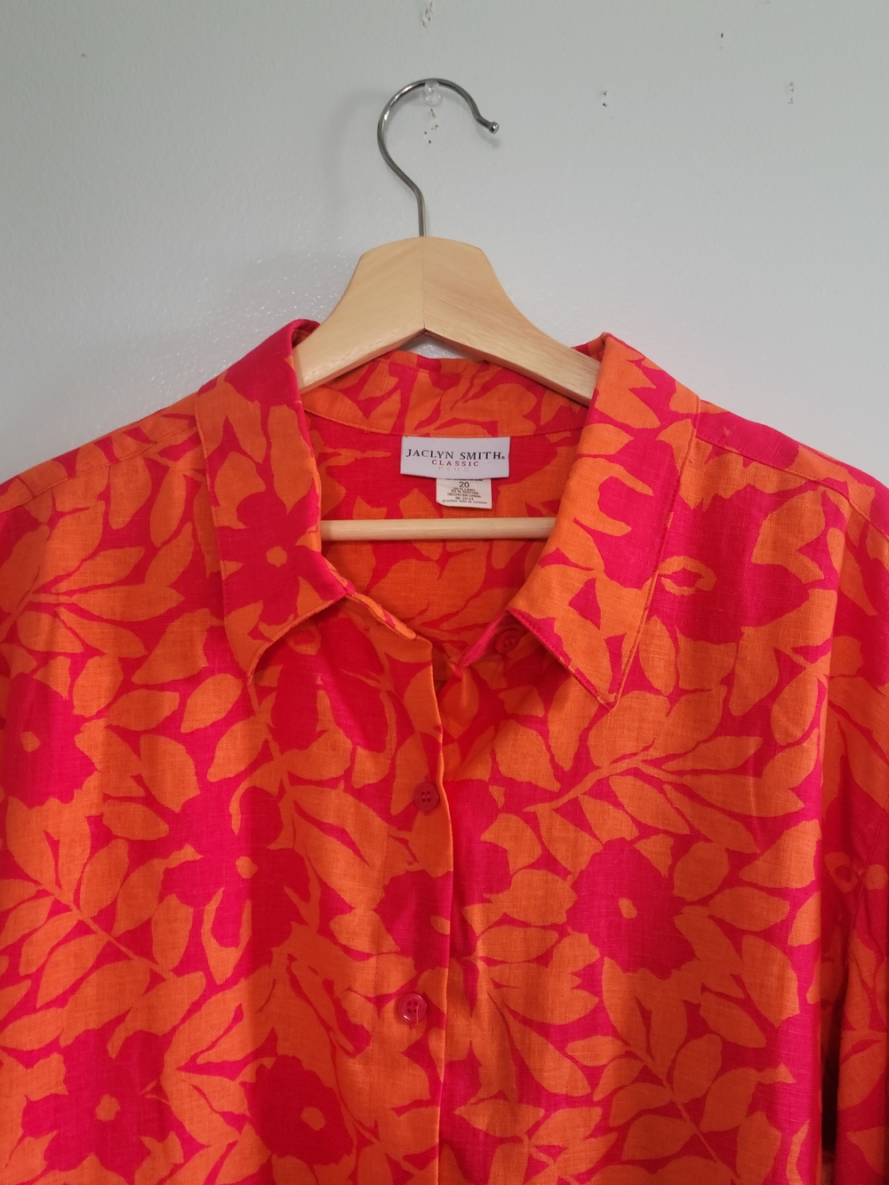 EUC JACLYN SMITH Size 20 Hawaiian Style Blouse Linen Blend Floral Resortcore - Picture 6 of 10
